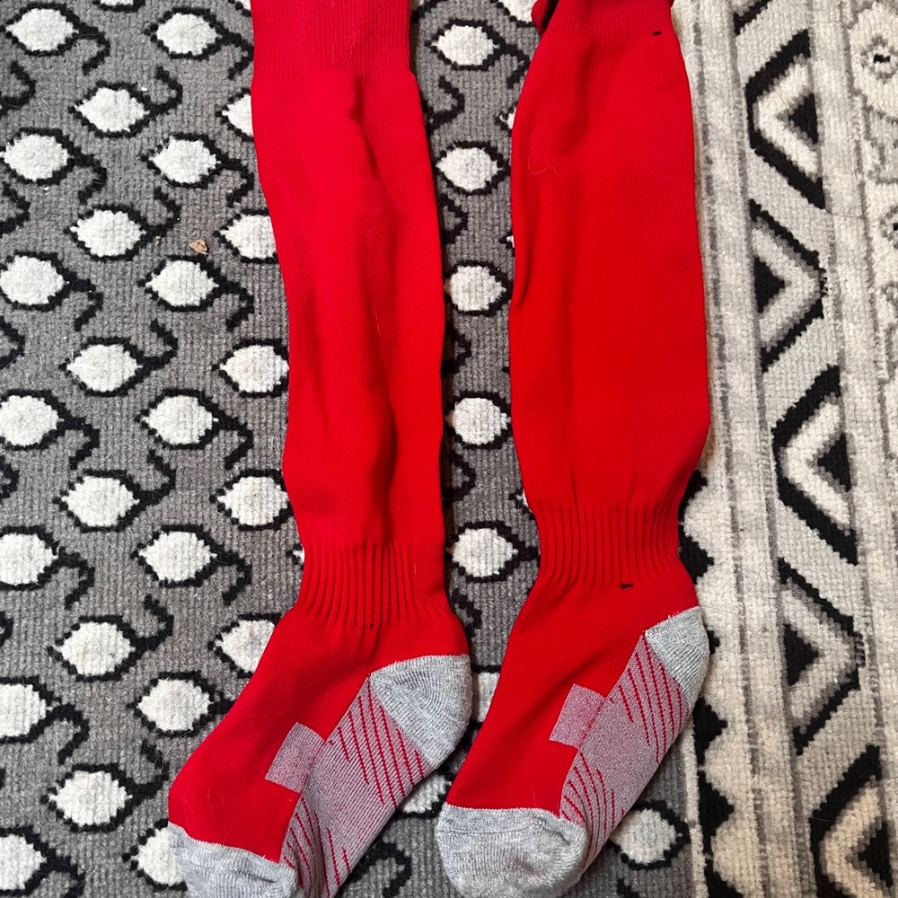 Red and Grey Baseball Socks